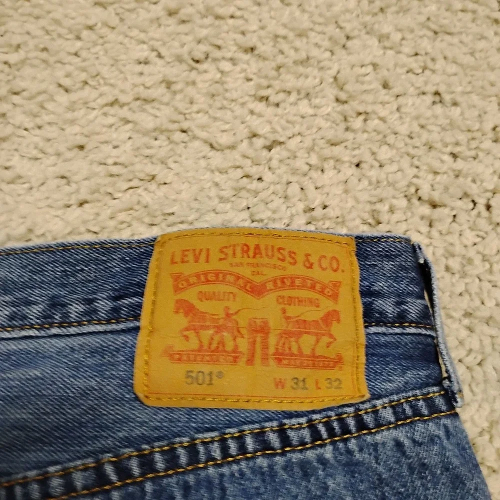 Levis Jeans Mens 31x32 Blue 501 Straight Cowboy Western Ranch Work Chore Denim